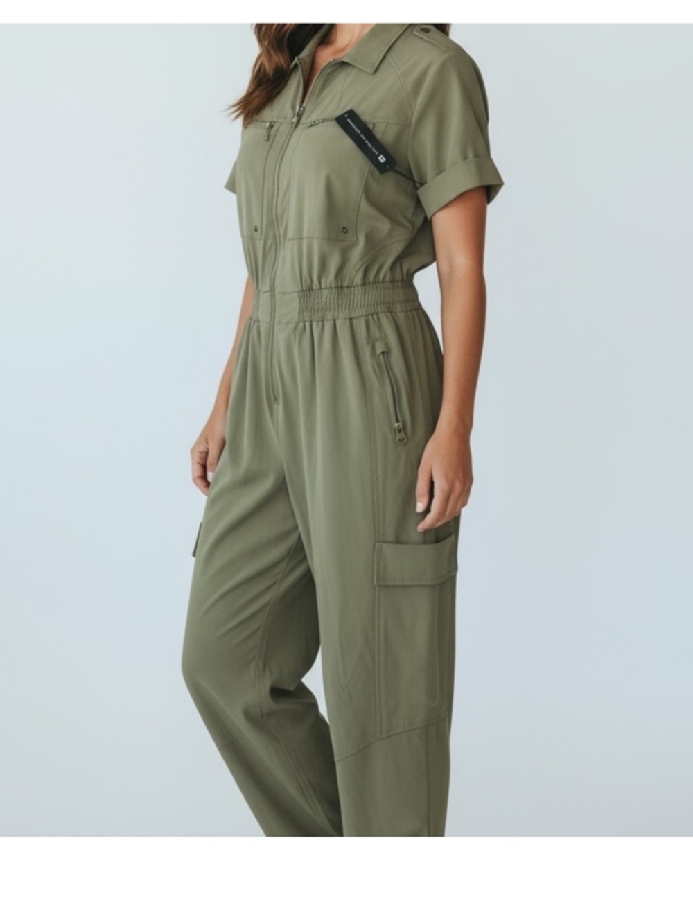 Blanc Noir Sage Green Mastermind Utility Jumpsuit - Size XS